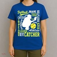 Girls Softball Catcher Great Traits Of A Catcher Funny Gift T-Shirt thumb 4