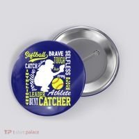 Girls Softball Catcher Great Traits Of A Catcher Funny Gift Button thumb 0