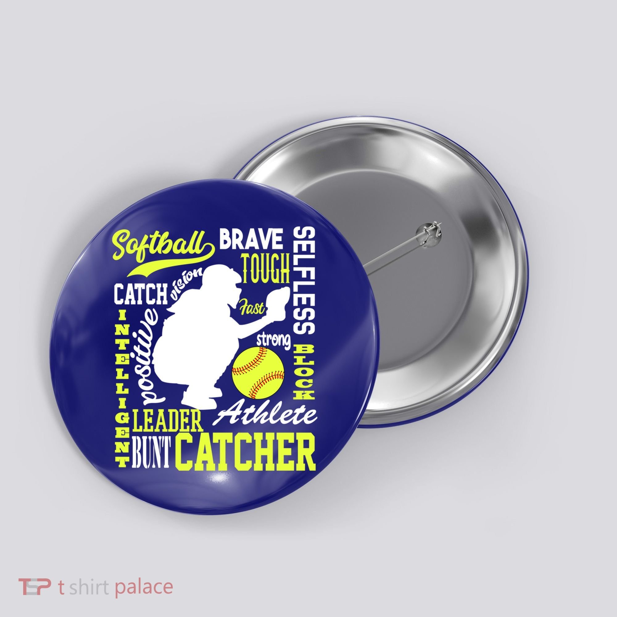 Girls Softball Catcher Great Traits Of A Catcher Funny Gift Button