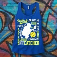 Girls Softball Catcher Great Traits Of A Catcher Funny Gift Women's Tank Top thumb 3