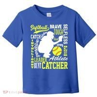 Girls Softball Catcher Great Traits Of A Catcher Funny Gift Toddler T-Shirt thumb 0