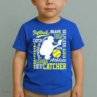 Girls Softball Catcher Great Traits Of A Catcher Funny Gift Toddler T-Shirt thumb 2