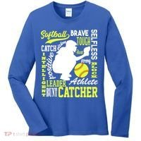 Girls Softball Catcher Great Traits Of A Catcher Funny Gift Women's Long Sleeve Shirt thumb 0