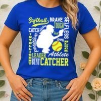 Girls Softball Catcher Great Traits Of A Catcher Funny Gift Women's T-Shirt thumb 2