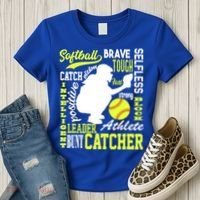 Girls Softball Catcher Great Traits Of A Catcher Funny Gift Women's T-Shirt thumb 3