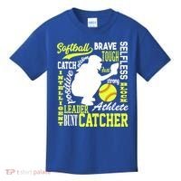Girls Softball Catcher Great Traits Of A Catcher Funny Gift Kids T-Shirt thumb 0