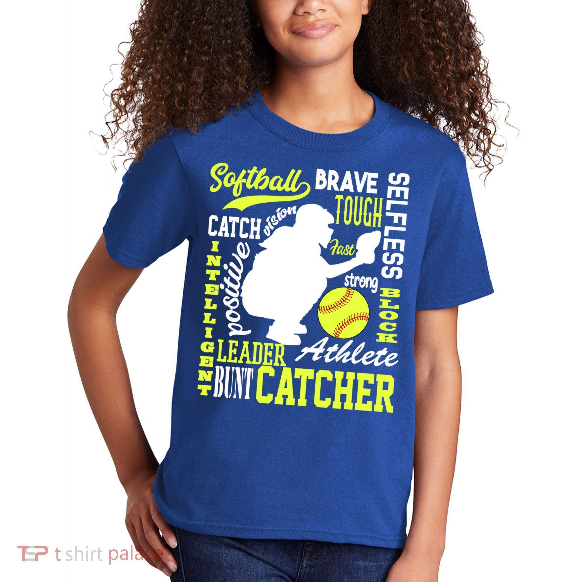 Girls Softball Catcher Great Traits Of A Catcher Funny Gift Kids T-Shirt