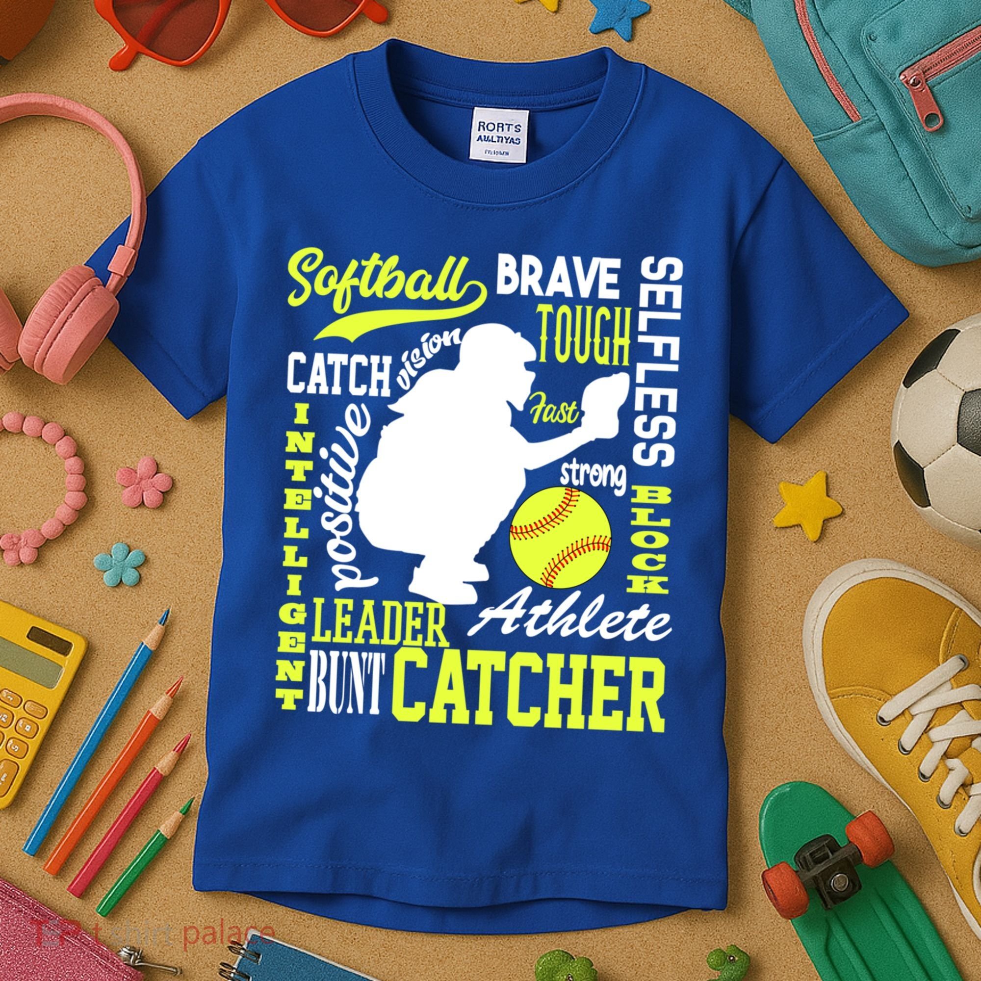 Girls Softball Catcher Great Traits Of A Catcher Funny Gift Kids T-Shirt