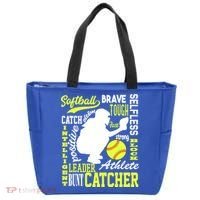 Girls Softball Catcher Great Traits Of A Catcher Funny Gift Tote Bag thumb 0