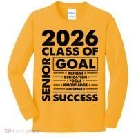 Goal Success Class Of 2026 Senior Grad Graduation Kids Long Sleeve Shirt thumb 0