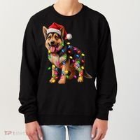 German Shepherd Christmas Lights Santa Hat Dog Lover Women's Sweatshirt thumb 0