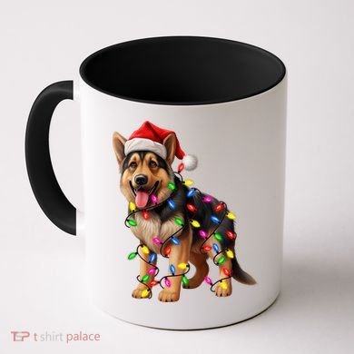 German Shepherd Christmas Lights Santa Hat Dog Lover Coffee Mug