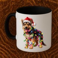 German Shepherd Christmas Lights Santa Hat Dog Lover Coffee Mug thumb 2