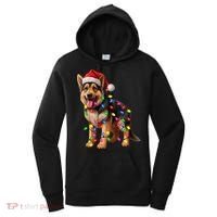 German Shepherd Christmas Lights Santa Hat Dog Lover Women's Hoodie thumb 0
