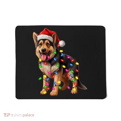 German Shepherd Christmas Lights Santa Hat Dog Lover Mousepad