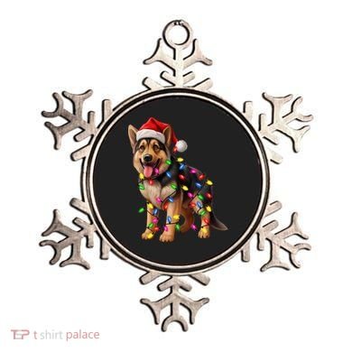 German Shepherd Christmas Lights Santa Hat Dog Lover Ornament