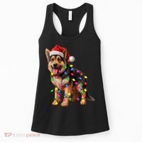 German Shepherd Christmas Lights Santa Hat Dog Lover Women's Tank Top thumb 0