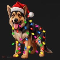 German Shepherd Christmas Lights Santa Hat Dog Lover Baby Bodysuit thumb 2