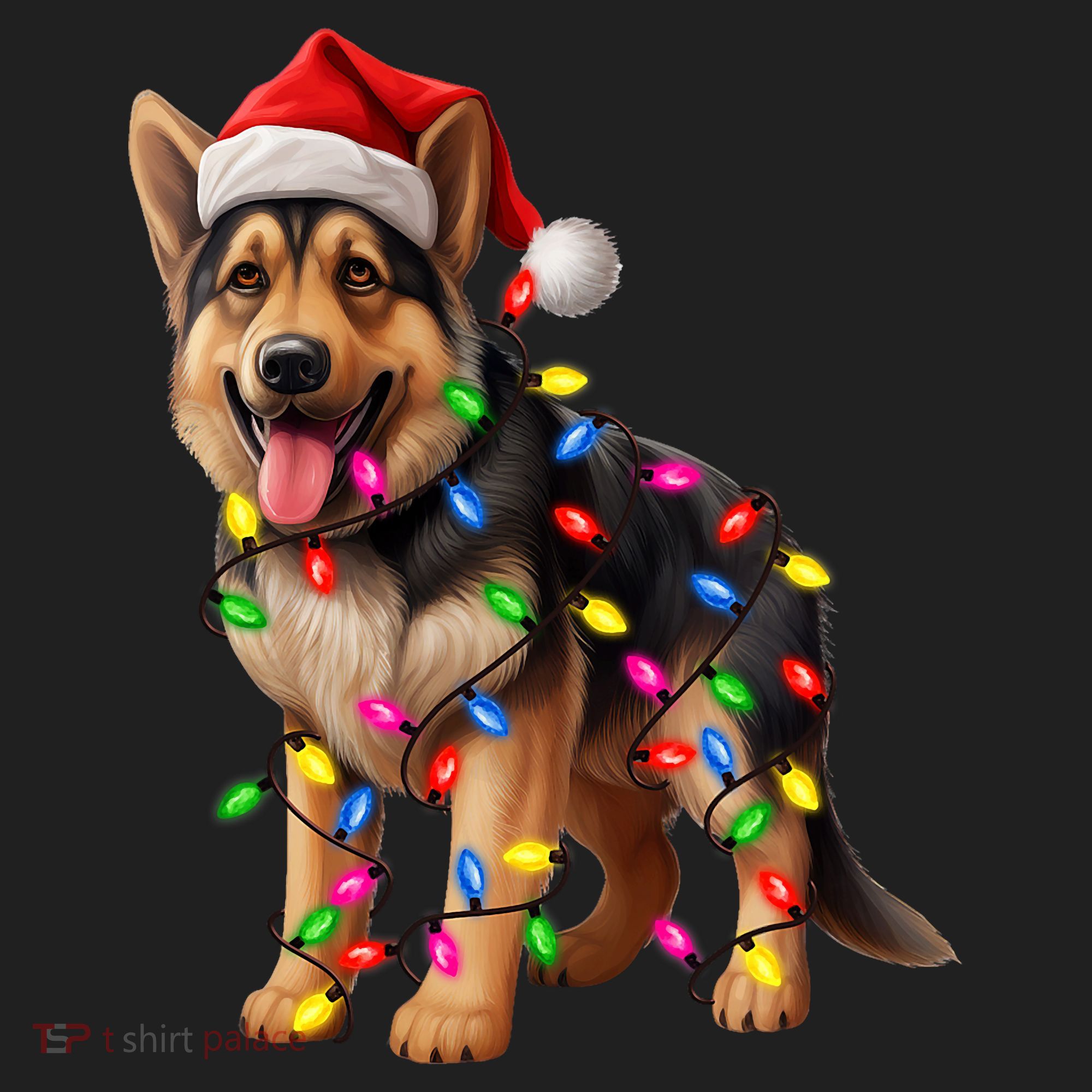German Shepherd Christmas Lights Santa Hat Dog Lover Hat