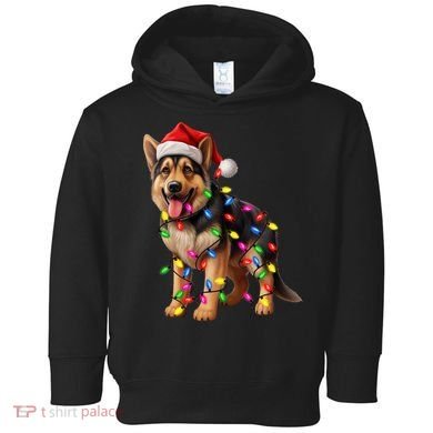 German Shepherd Christmas Lights Santa Hat Dog Lover Toddler Hoodie