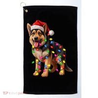 German Shepherd Christmas Lights Santa Hat Dog Lover Golf Towel thumb 0