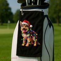 German Shepherd Christmas Lights Santa Hat Dog Lover Golf Towel thumb 2
