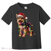 German Shepherd Christmas Lights Santa Hat Dog Lover Toddler T-Shirt thumb 0
