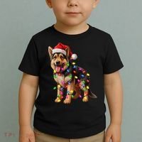 German Shepherd Christmas Lights Santa Hat Dog Lover Toddler T-Shirt thumb 2
