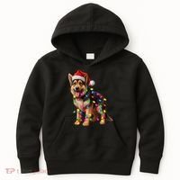 German Shepherd Christmas Lights Santa Hat Dog Lover Kids Hoodie thumb 0