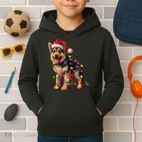 German Shepherd Christmas Lights Santa Hat Dog Lover Kids Hoodie thumb 2