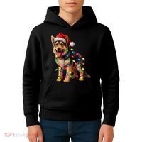 German Shepherd Christmas Lights Santa Hat Dog Lover Kids Hoodie thumb 4