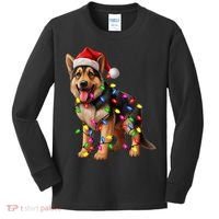 German Shepherd Christmas Lights Santa Hat Dog Lover Kids Long Sleeve Shirt thumb 0