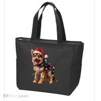 German Shepherd Christmas Lights Santa Hat Dog Lover Tote Bag thumb 3