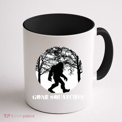 Gone Squatchin Cryptid Sasquatch Bigfoot Hunter Great Gift Coffee Mug back