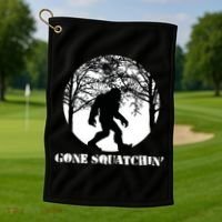 Gone Squatchin Cryptid Sasquatch Bigfoot Hunter Great Gift Golf Towel thumb 1