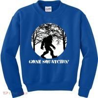 Gone Squatchin Cryptid Sasquatch Bigfoot Hunter Great Gift Kids Sweatshirt thumb 0