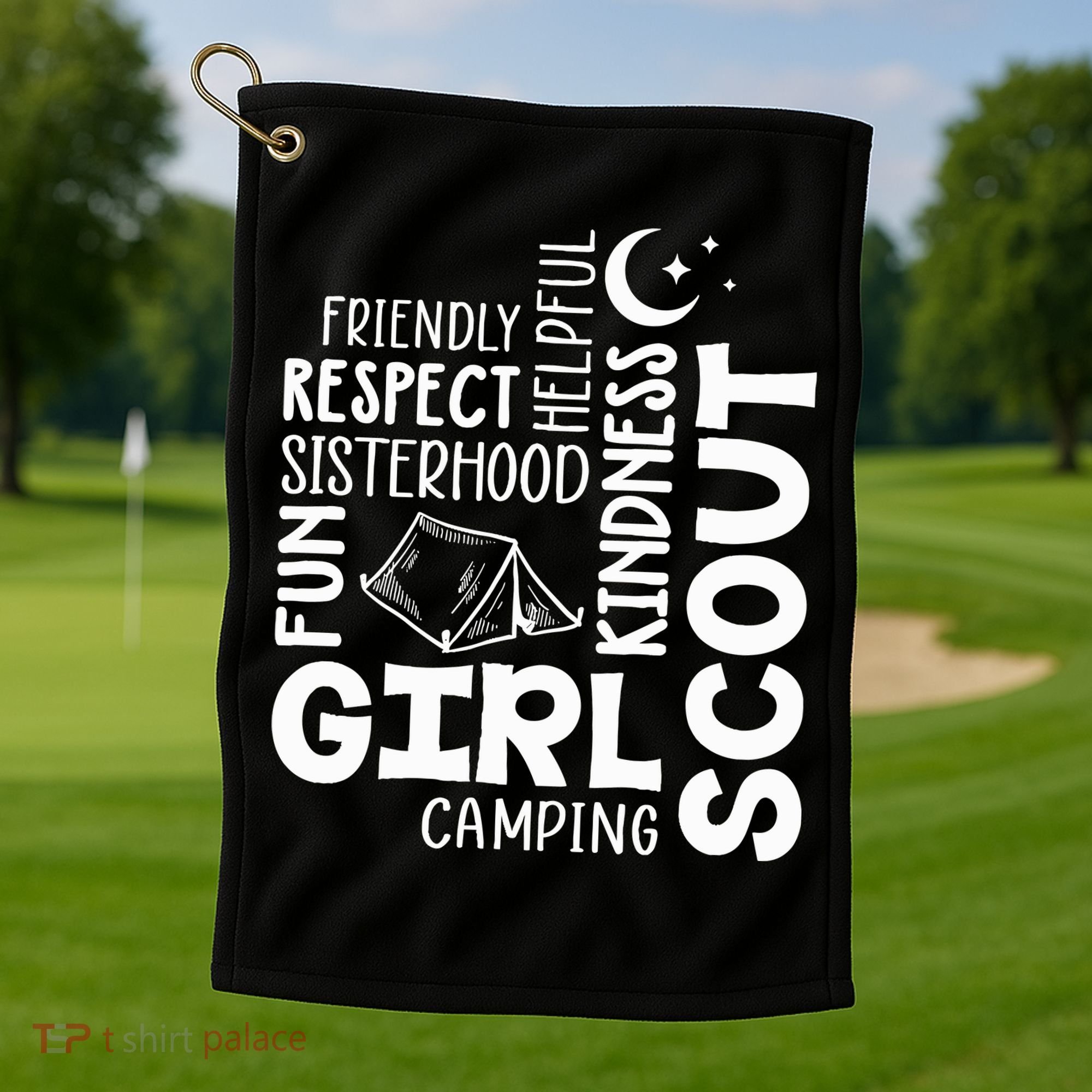 Girl Scout Camping Adventure Scout Troop Cookie Dealer Golf Towel