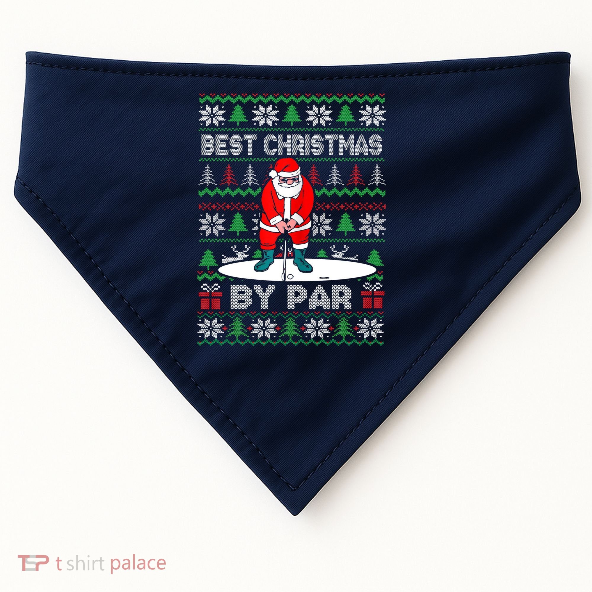 Golf Santa Claus Best Christmas By Par USA-Made Doggie Bandana