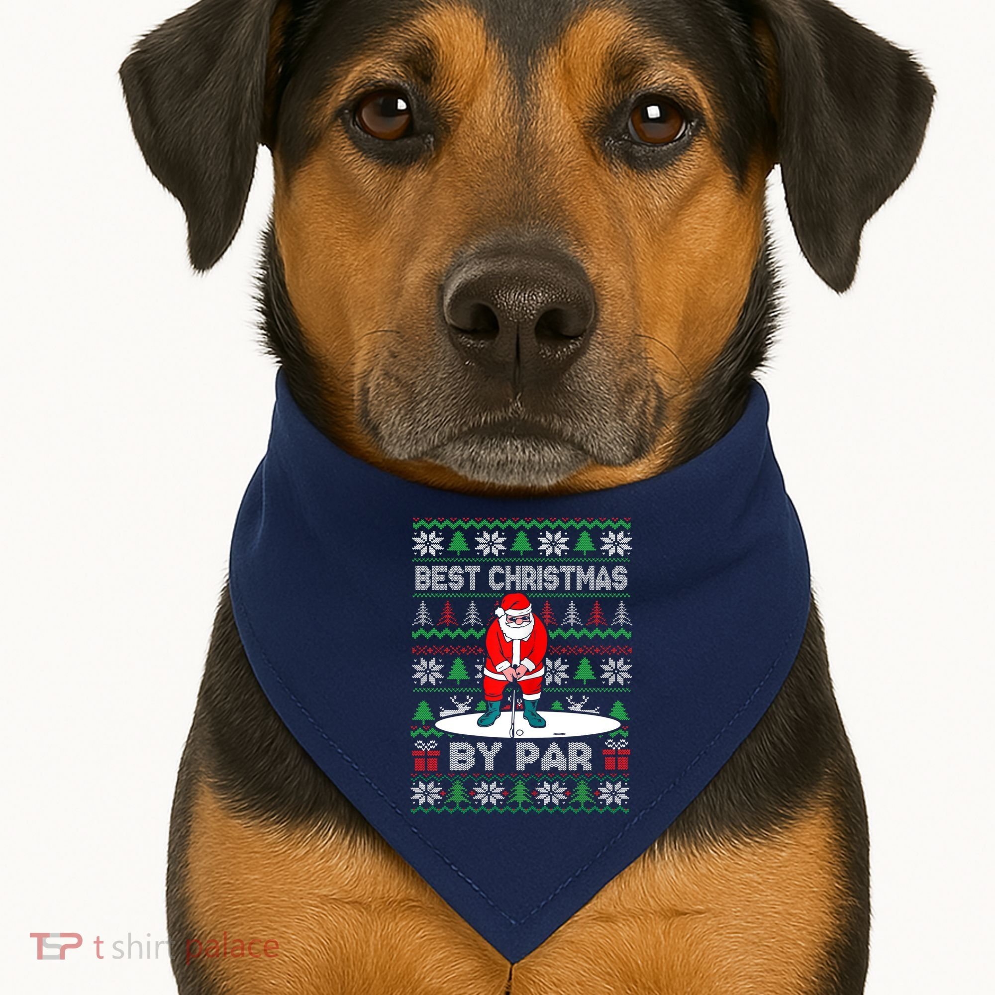 Golf Santa Claus Best Christmas By Par USA-Made Doggie Bandana