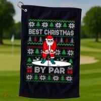 Golf Santa Claus Best Christmas By Par Golf Towel thumb 1