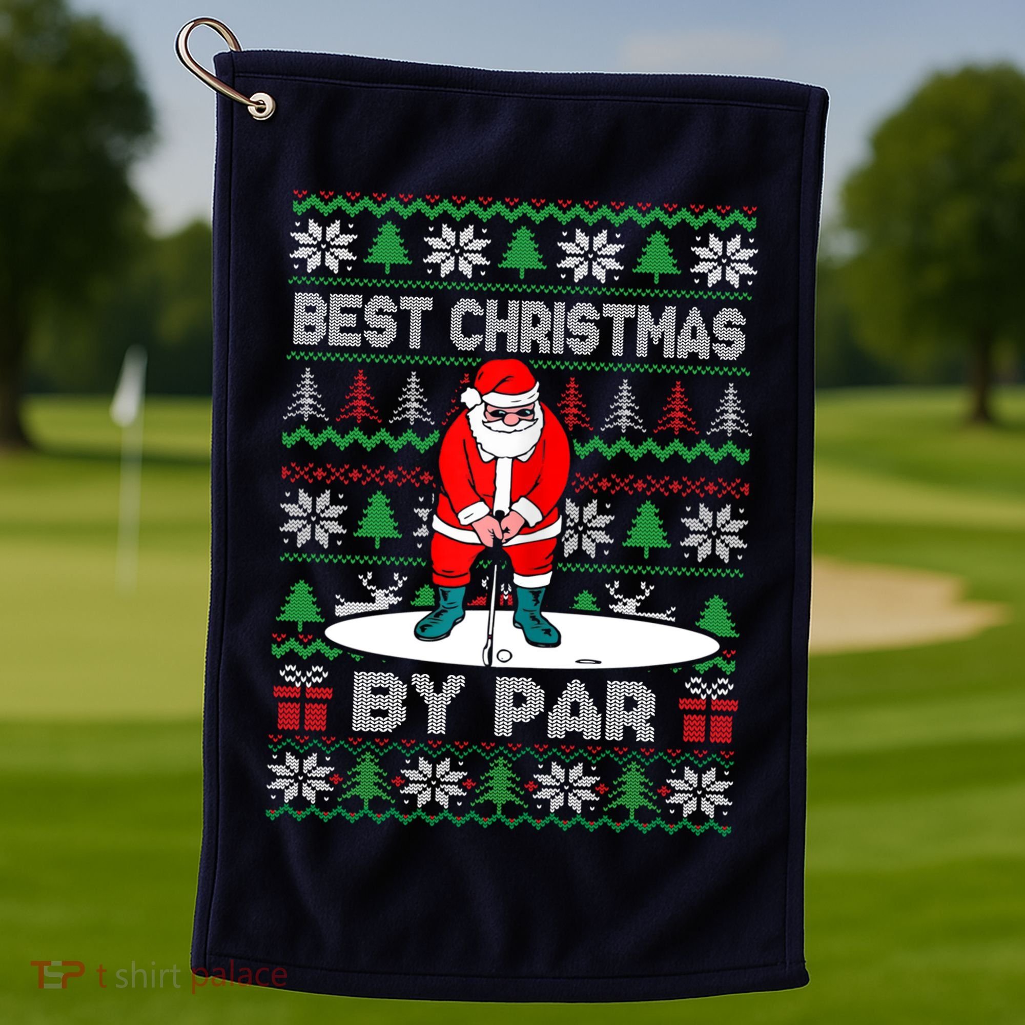 Golf Santa Claus Best Christmas By Par Golf Towel