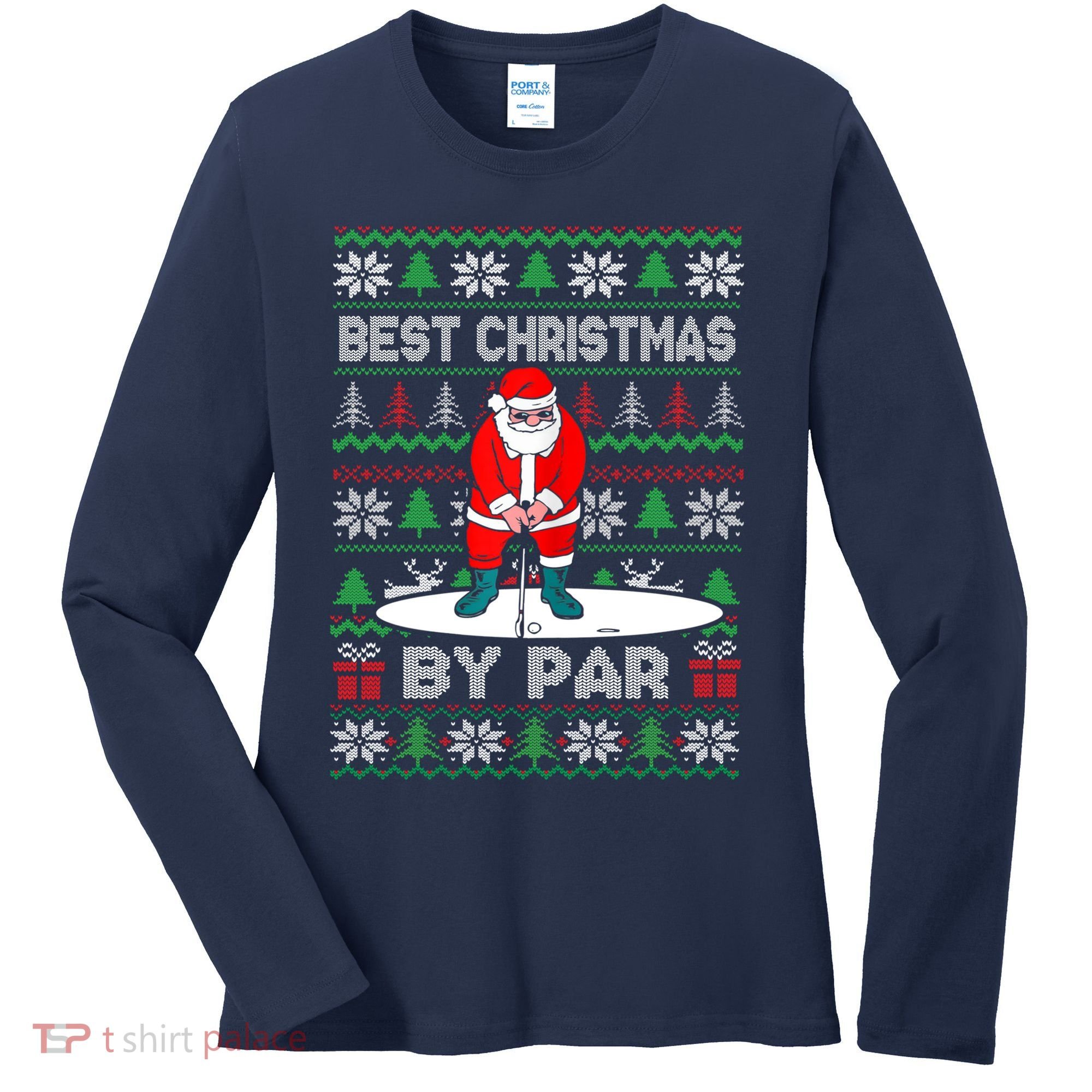 Golf Santa Claus Best Christmas By Par Women's Long Sleeve Shirt