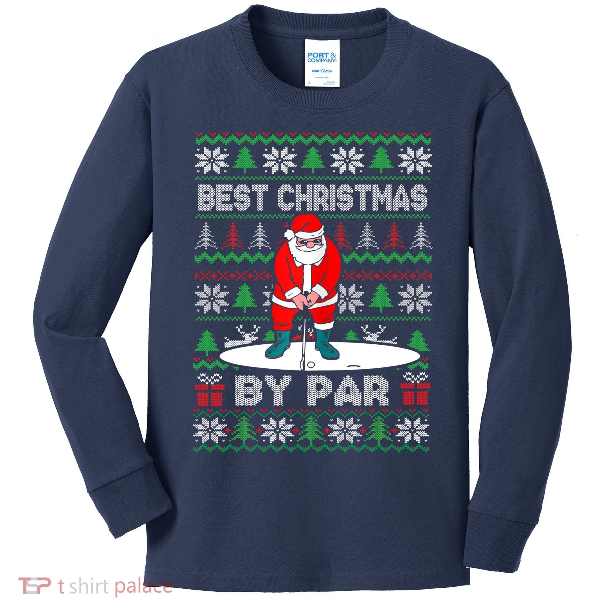 Golf Santa Claus Best Christmas By Par Kids Long Sleeve Shirt