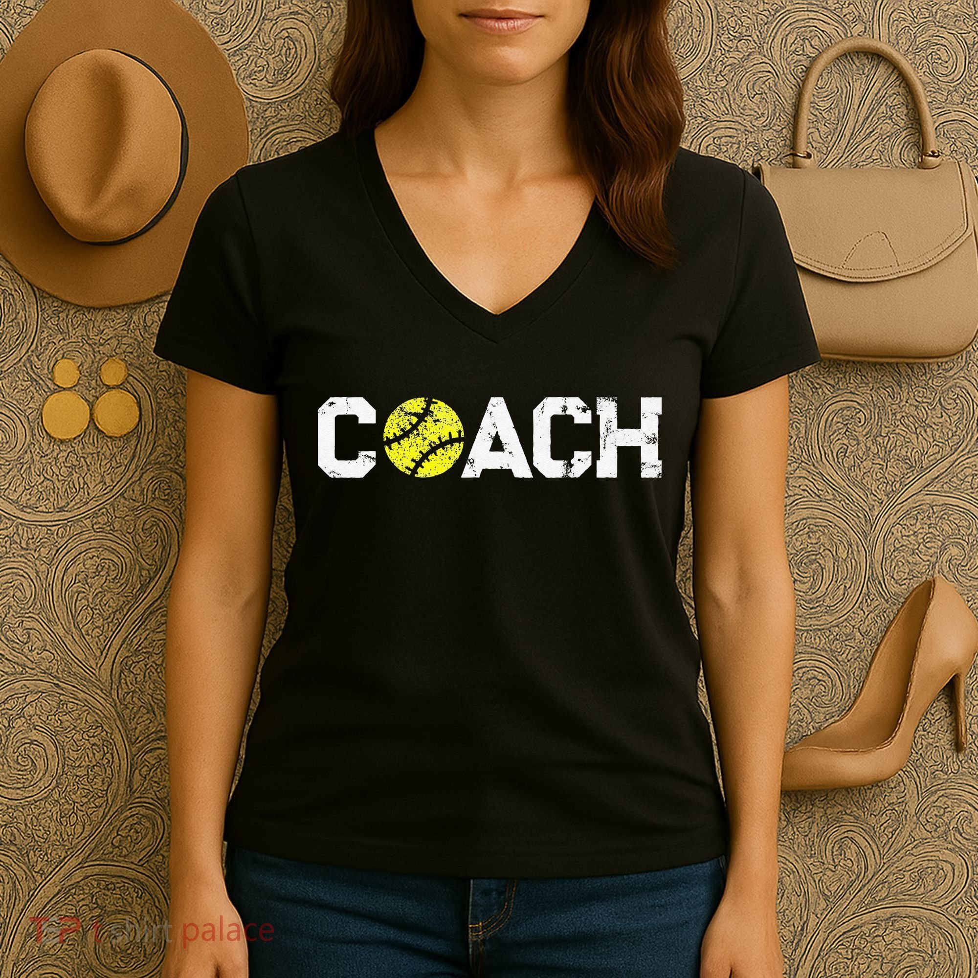 Gifts Softball Coaches Appreciation Softball Coach Women's V-Neck T-Shirt