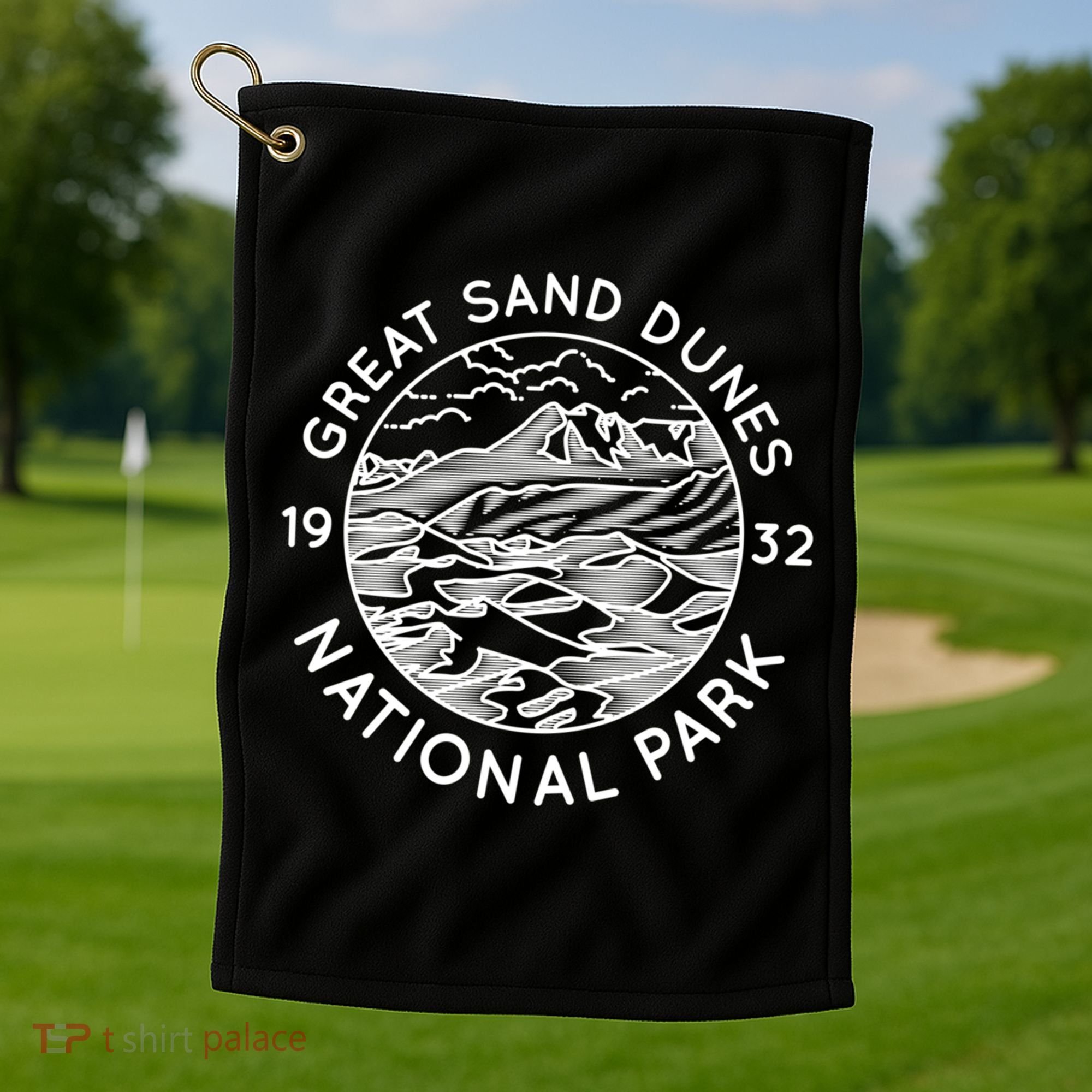Great Sand Dunes National Park Cool White Line Art Outdoor Gift Golf Towel