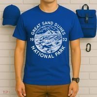 Great Sand Dunes National Park Cool White Line Art Outdoor Gift T-Shirt thumb 6