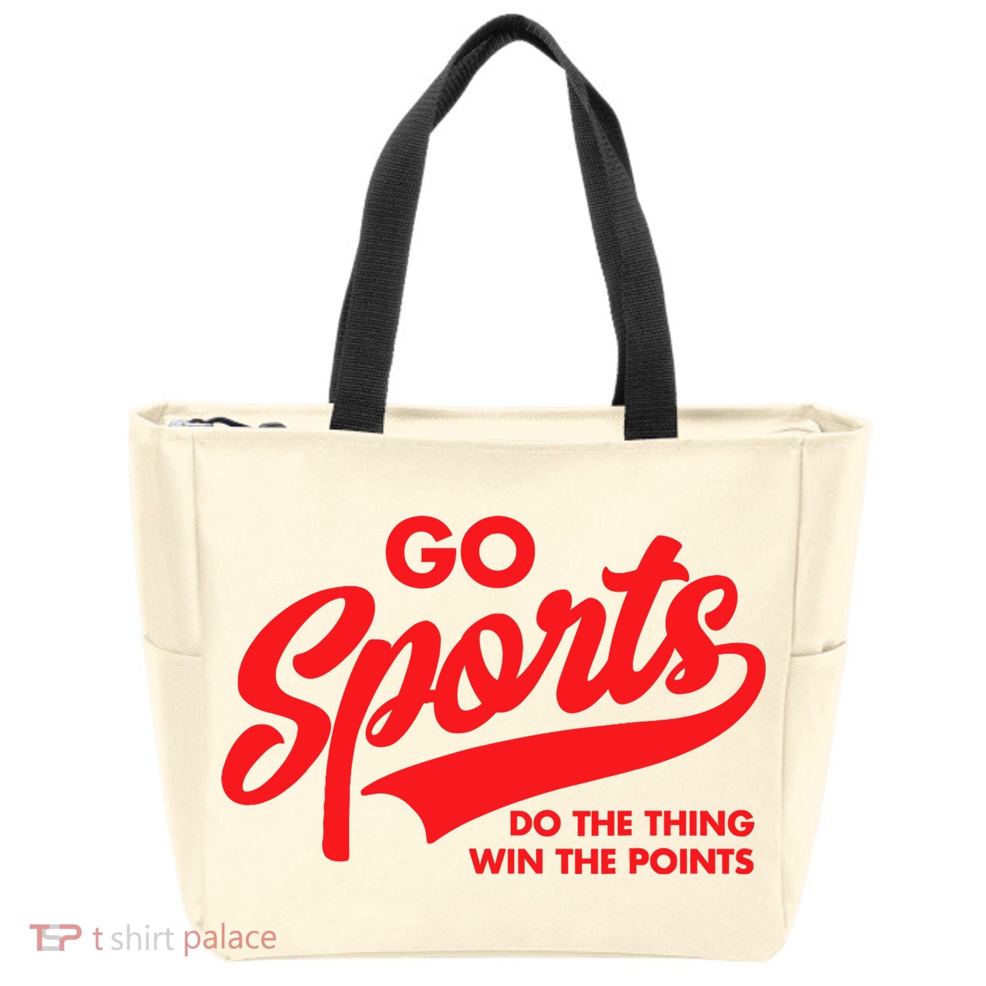 Go Sports Do The Thing Win The Points Funny Red Text Tote Bag