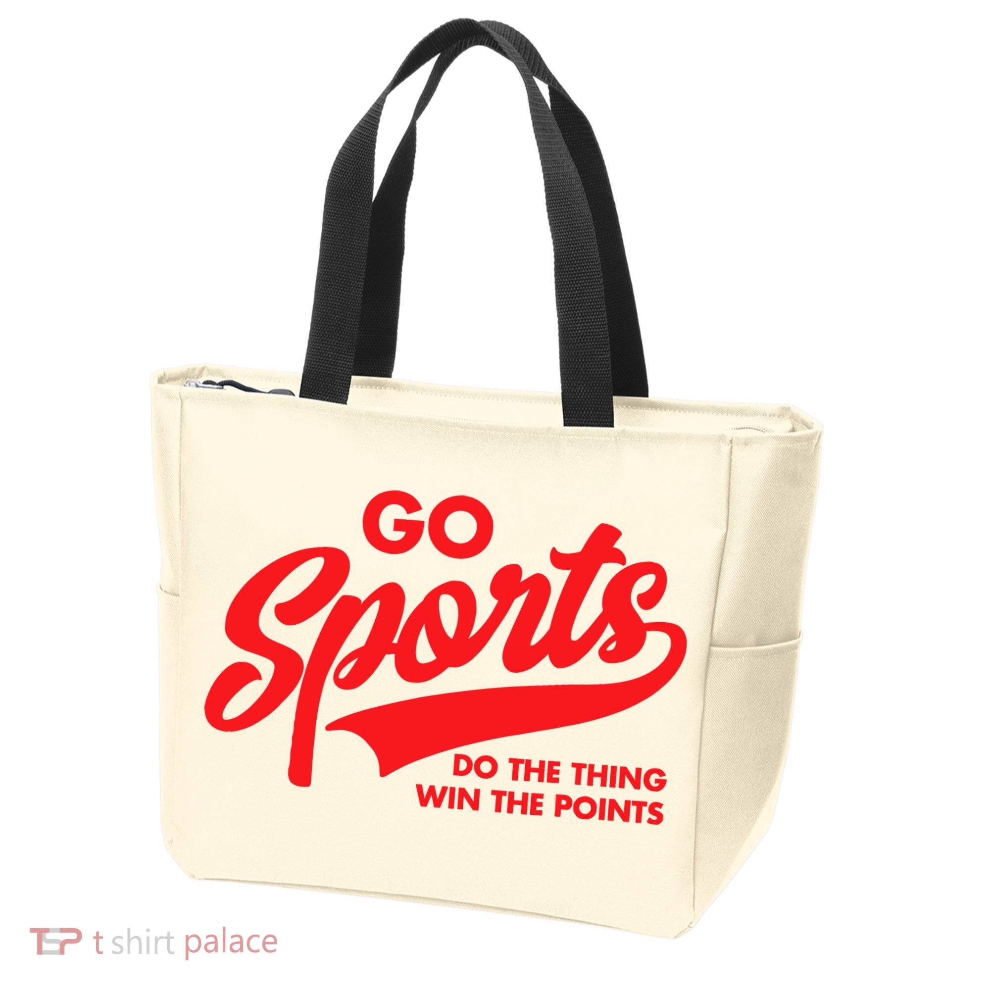 Go Sports Do The Thing Win The Points Funny Red Text Tote Bag