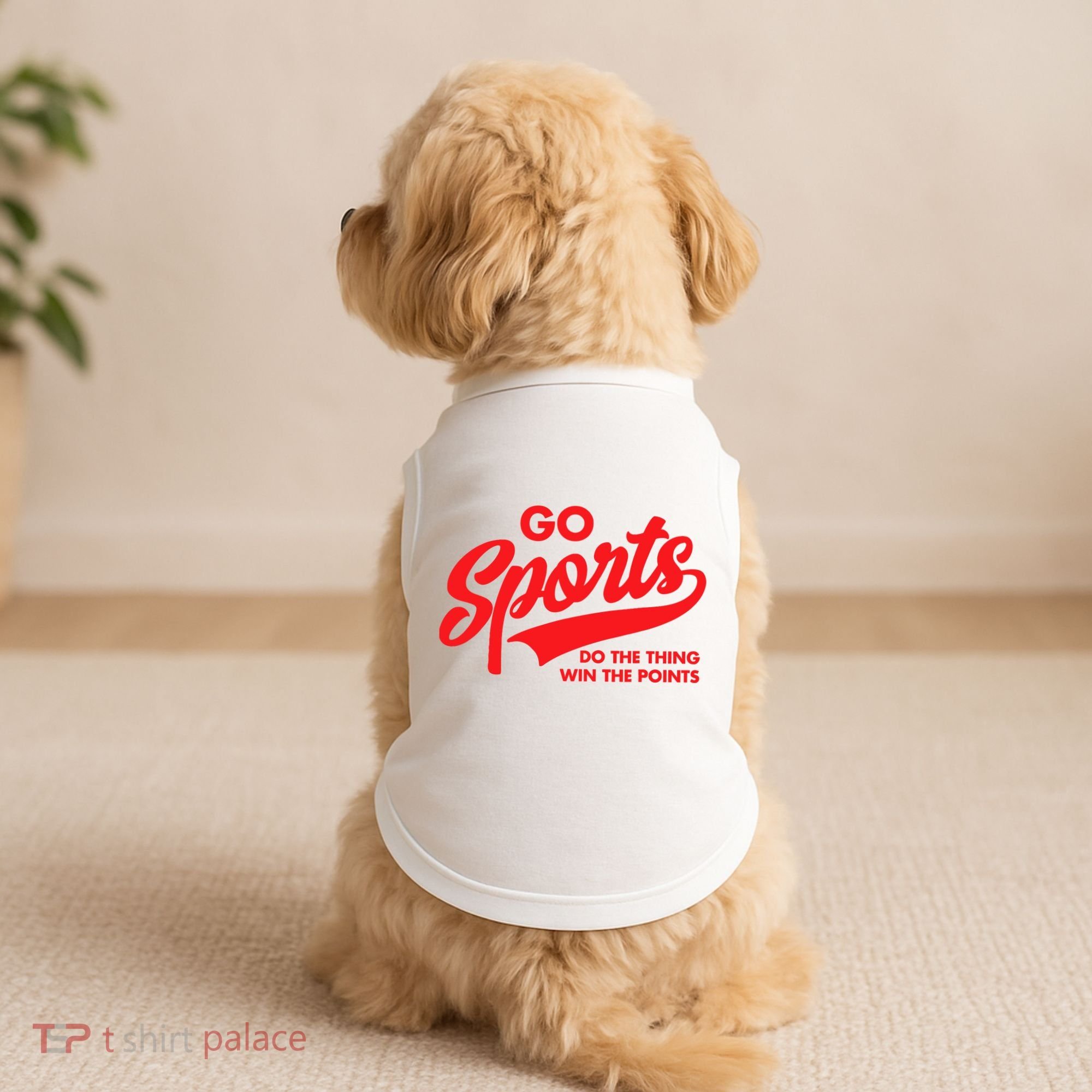 Go Sports Do The Thing Win The Points Funny Red Text Doggie Tank