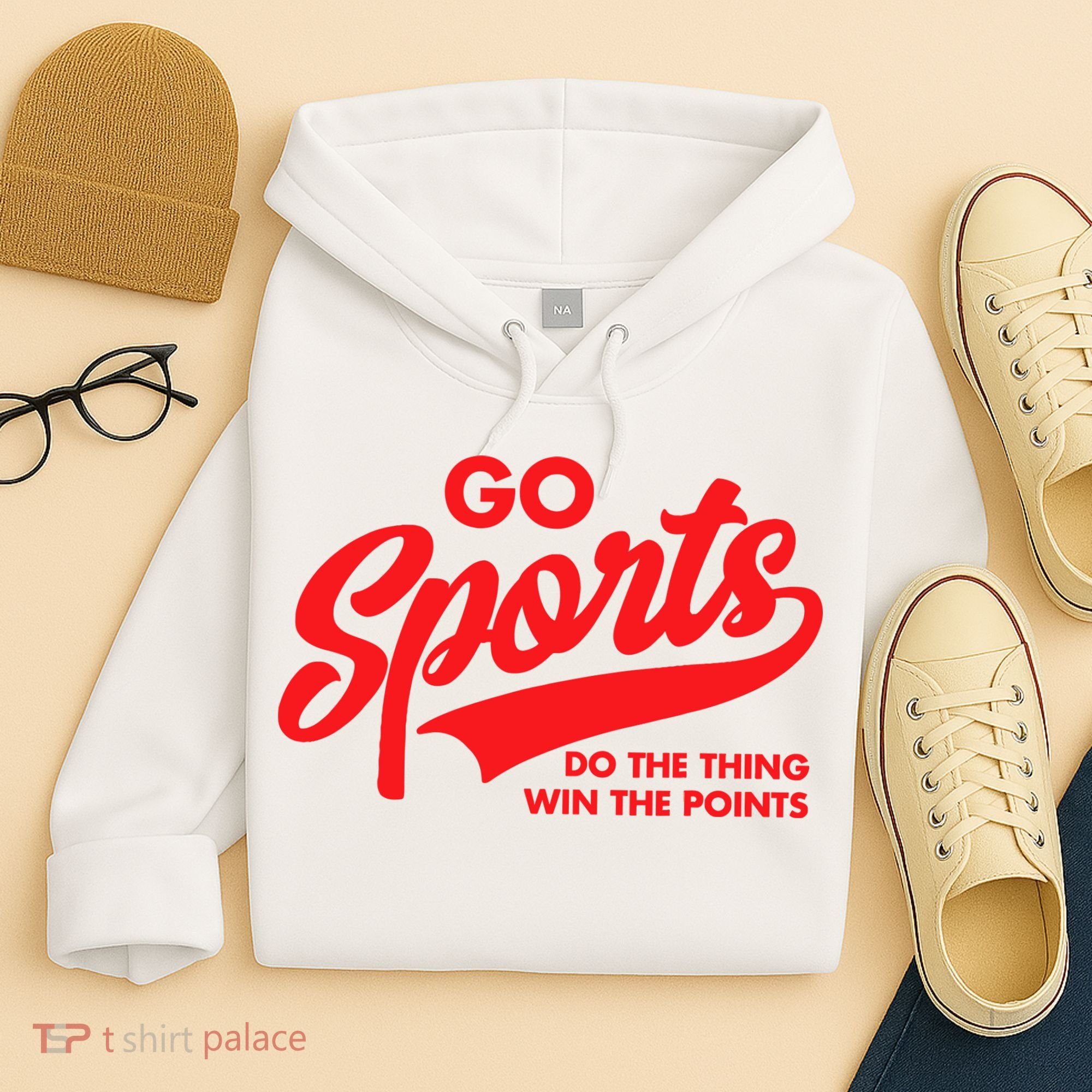 Go Sports Do The Thing Win The Points Funny Red Text Hoodie